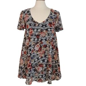 Show Me Your Mumu Women's Kylie Short Sleeve Mini Dress Floral Tribal Size XS